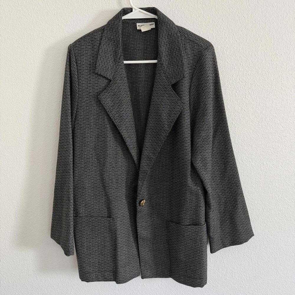Vintage 80's Tweed Oversized Blazer Jacket with Gold Size S Menswear